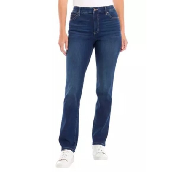Kim Rogers High Waisted Straight Leg Jeans with Hidden Stretch Waistband - 6 Sho - Picture 1 of 6